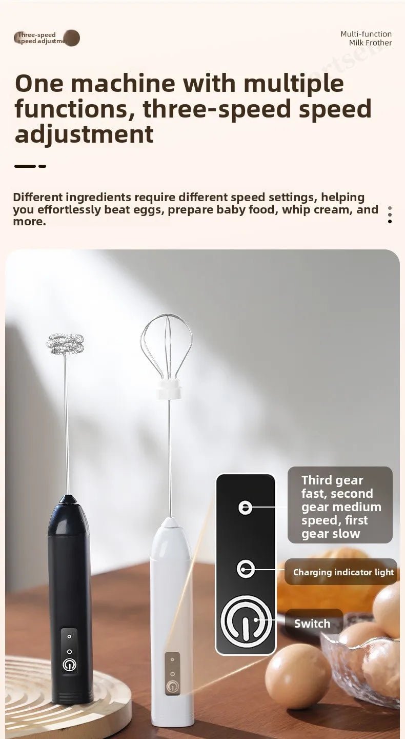 Coffee Frother/MILK Whisk+Egg Beater MINI Food Blender USB Rechargeable Handheld  Espresso Tools