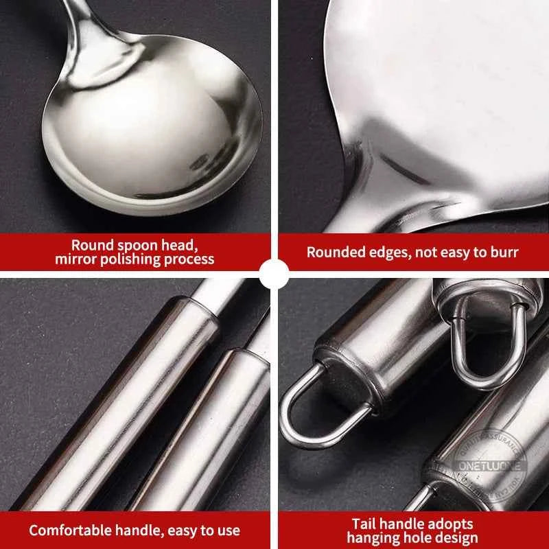 6 Pieces Kictche Cooking Utensil Set Stainless Steel Cookware Set with Organizer Holder Stand Kitchen Cooking Tools