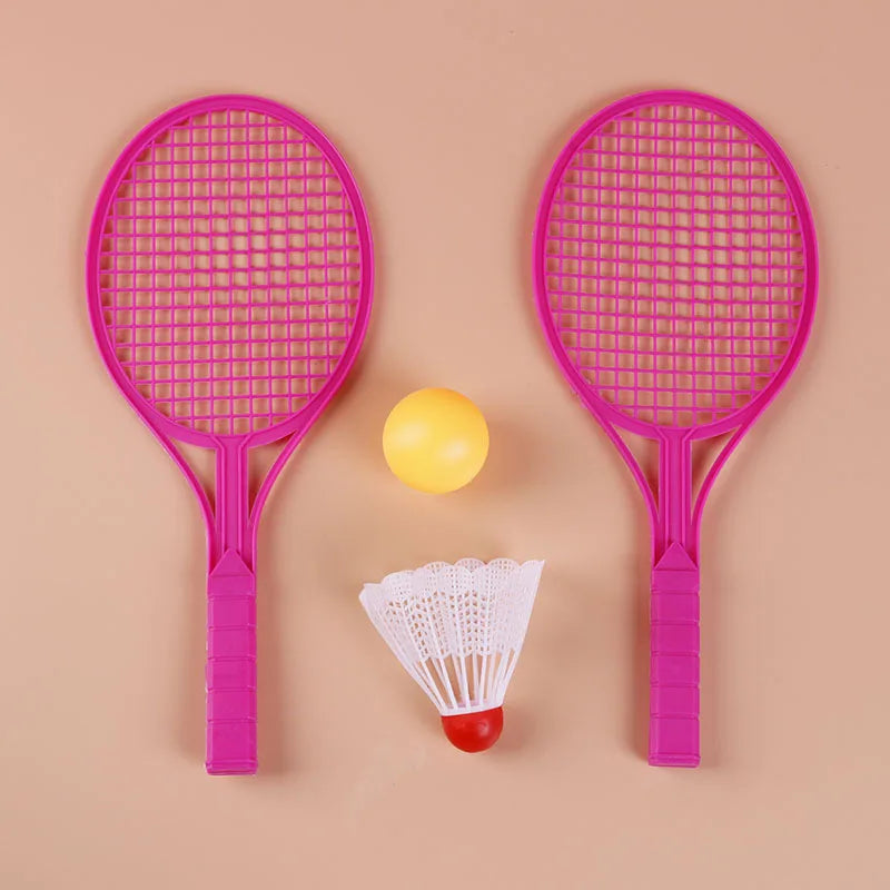 Kids-Specific Plastic Sports Rackets Set: Mini Badminton, Table Tennis & Tennis Rackets - Safe Play Toy For Children