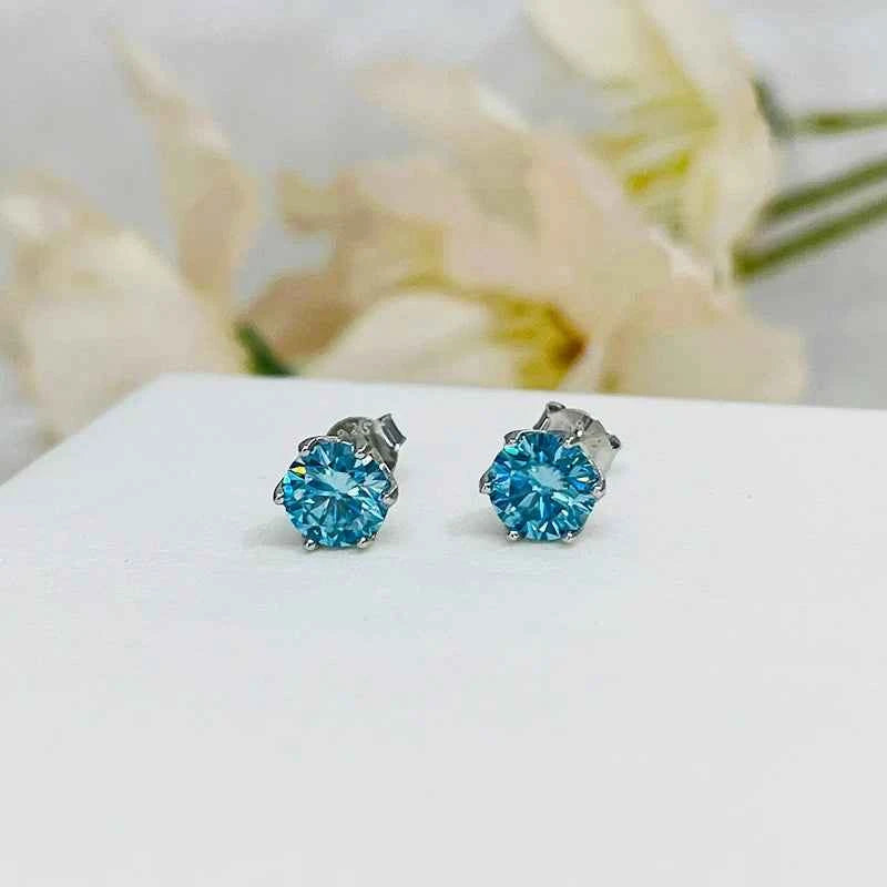 JoyceJelly 1/2/4CT VVS D Color Moissanite Russian Cut 8H8A Lab Diamond Stud Earrings For Women S925 Sterling Silver Fine Jewelry