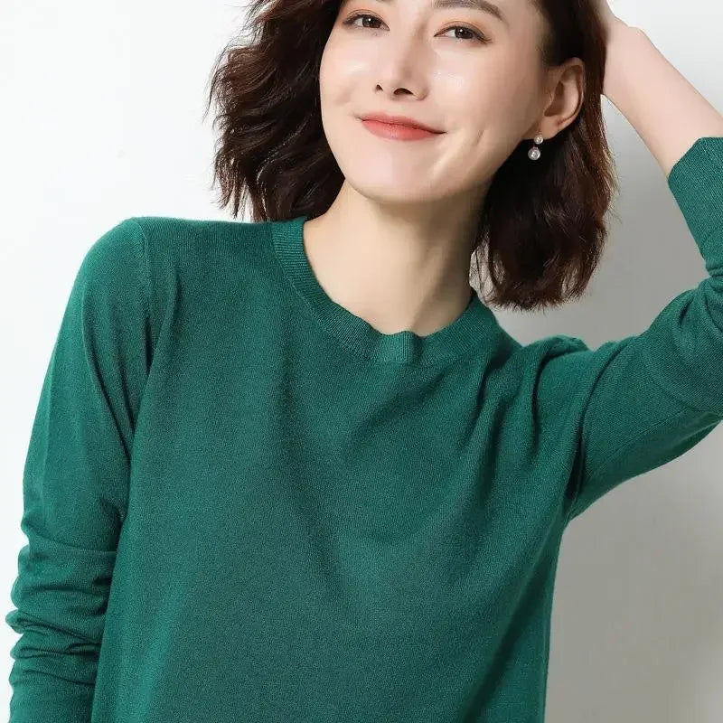 Women Sweaters 2026 O-neck Long Sleeve Autumn Winter Pullovers Fashion Korean Sweaters Bottoming Shirts Slim Knitwear Jumpers