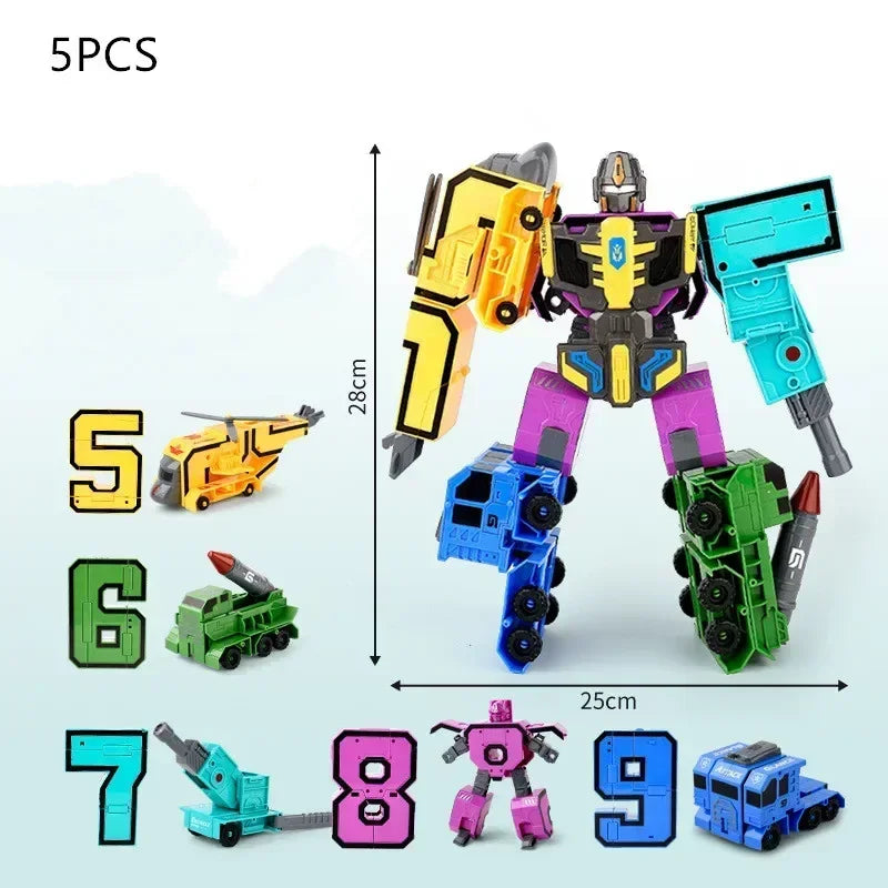 Kids Educational Deformation Toys: Digital Number Bots & Tank Warrior Transformation Robots