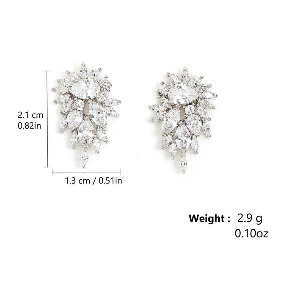 Yupsk Sparkling Cubic Zirconia Stud Earrings Gorgeous Female Wedding Party Fashion Ear Piercing Accessories for Women