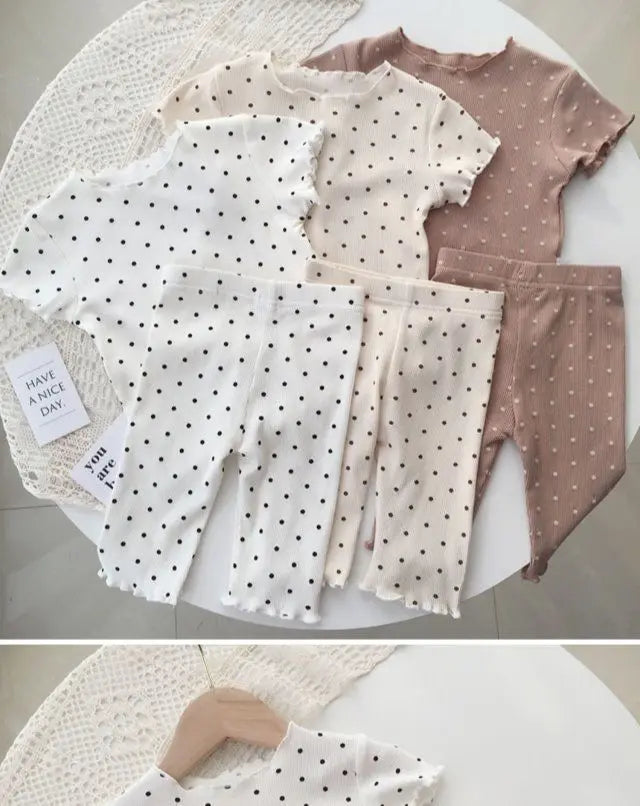 New Korean Home Clothes Baby Girls Summer Pajamas Suits Two-piece Flora Print Tshirt 1-8 Years Short Sleeve Tops+Short Pants