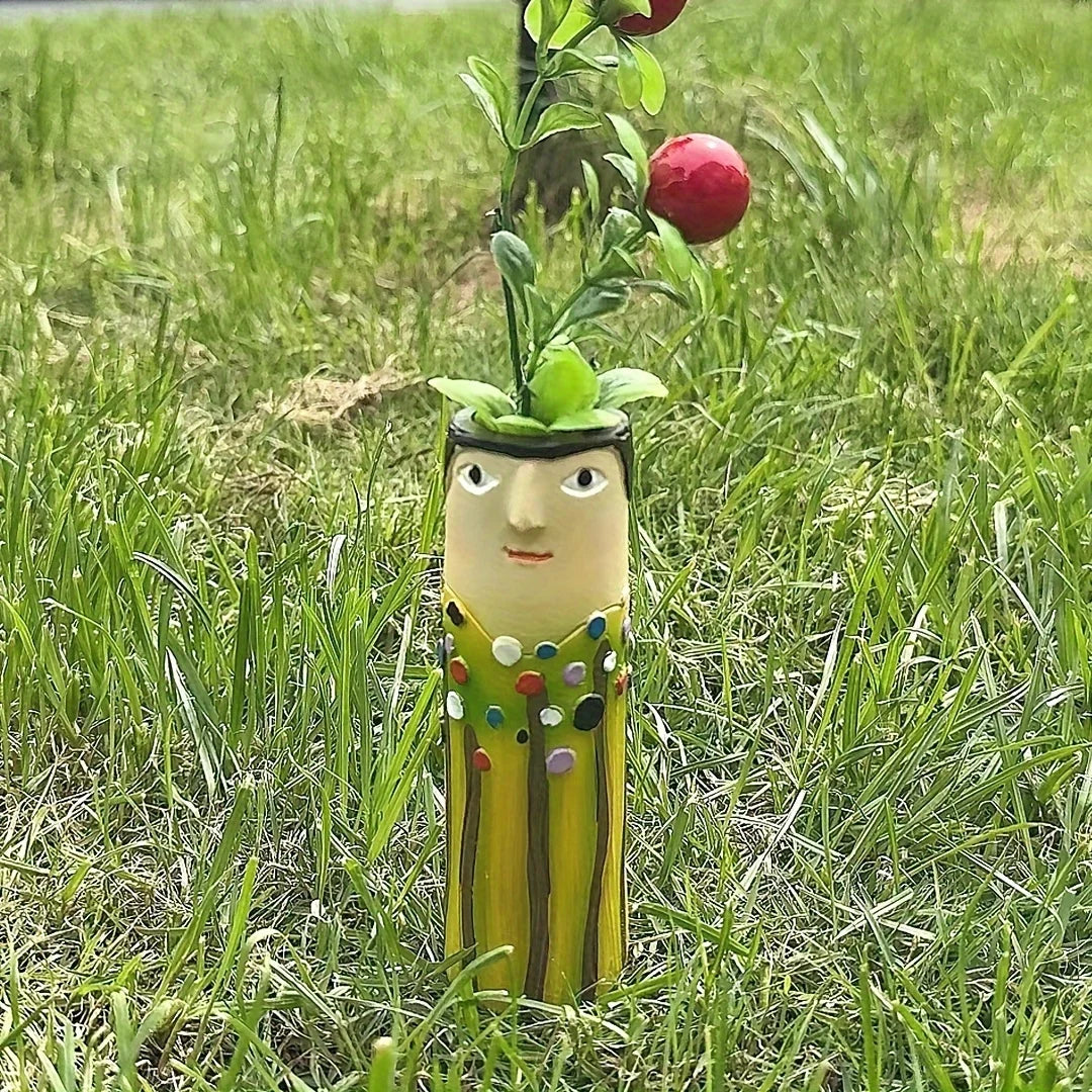 Handcrafted Bohemian Face Resin Artistic Vase - Home Decor Accent Ornament