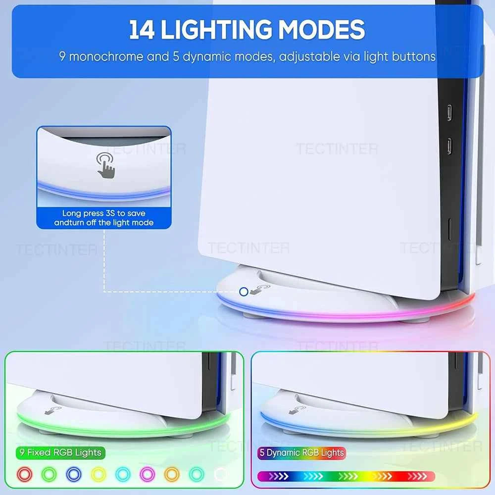 Vertical Cooling Stand for PS5 Slim / PS5 Pro Console Anti-Slip Base Bracket With RGB Light Holder for PS5 Slim Accessories
