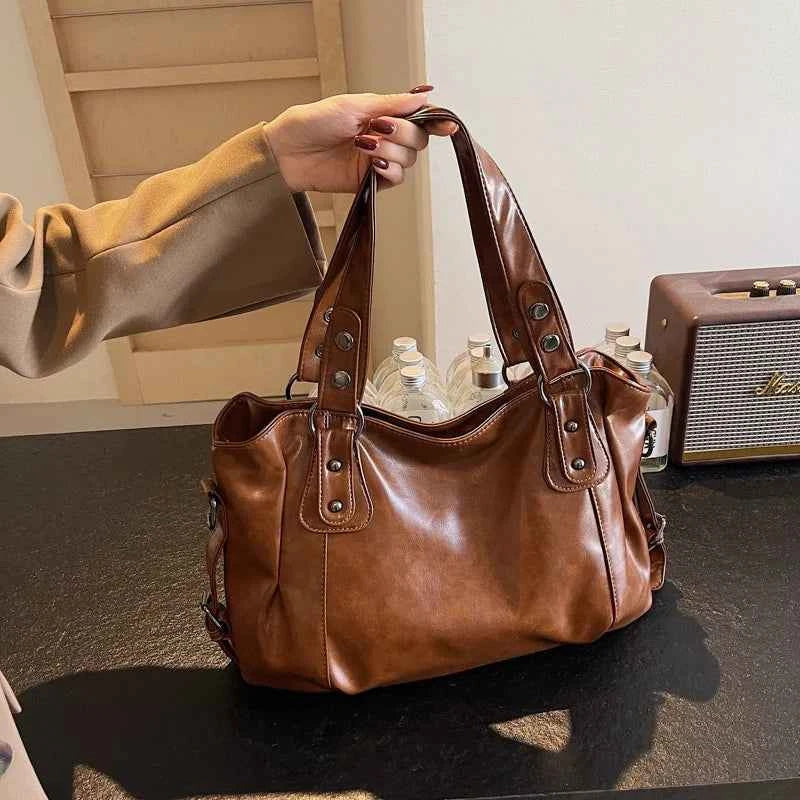 Fashion Classic Versatile Commuter Shoulder Bag Large Capacity Retro Handbags Travel Tote Bags Zipper Opening Women Shopping Bag