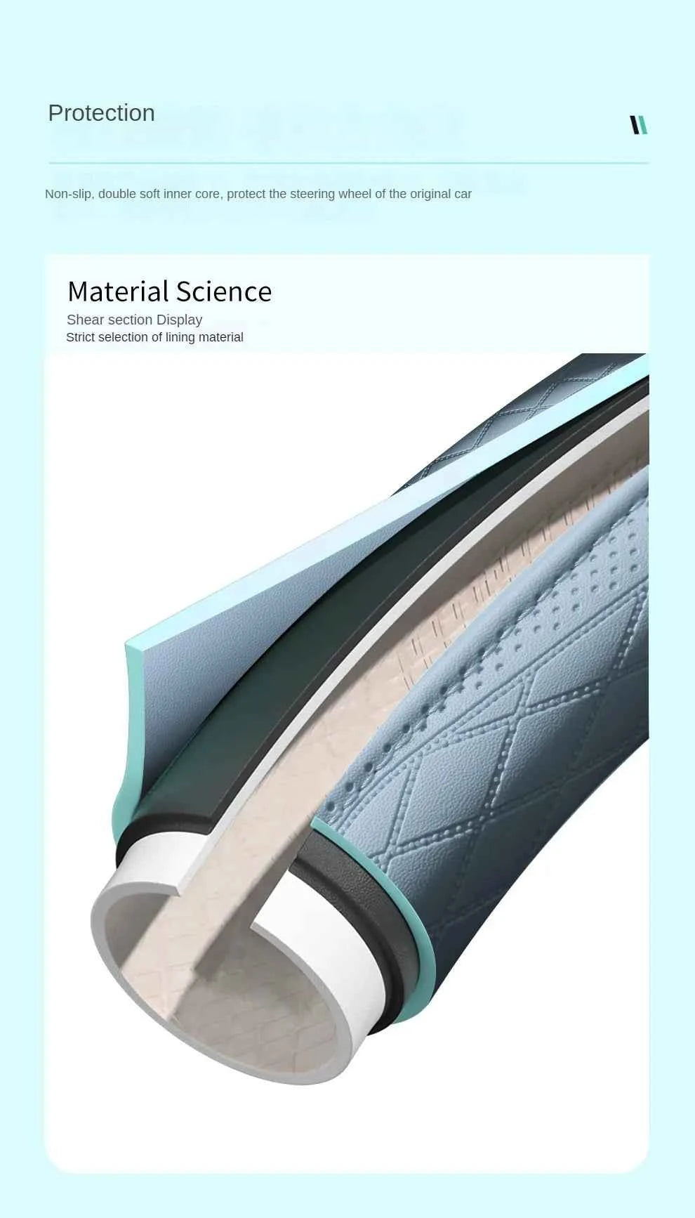 Embossed PU Leather Patchwork Car Steering Wheel Cover, Non-slip, Breathable, Universal 15 Inch (Approx. 38cm)