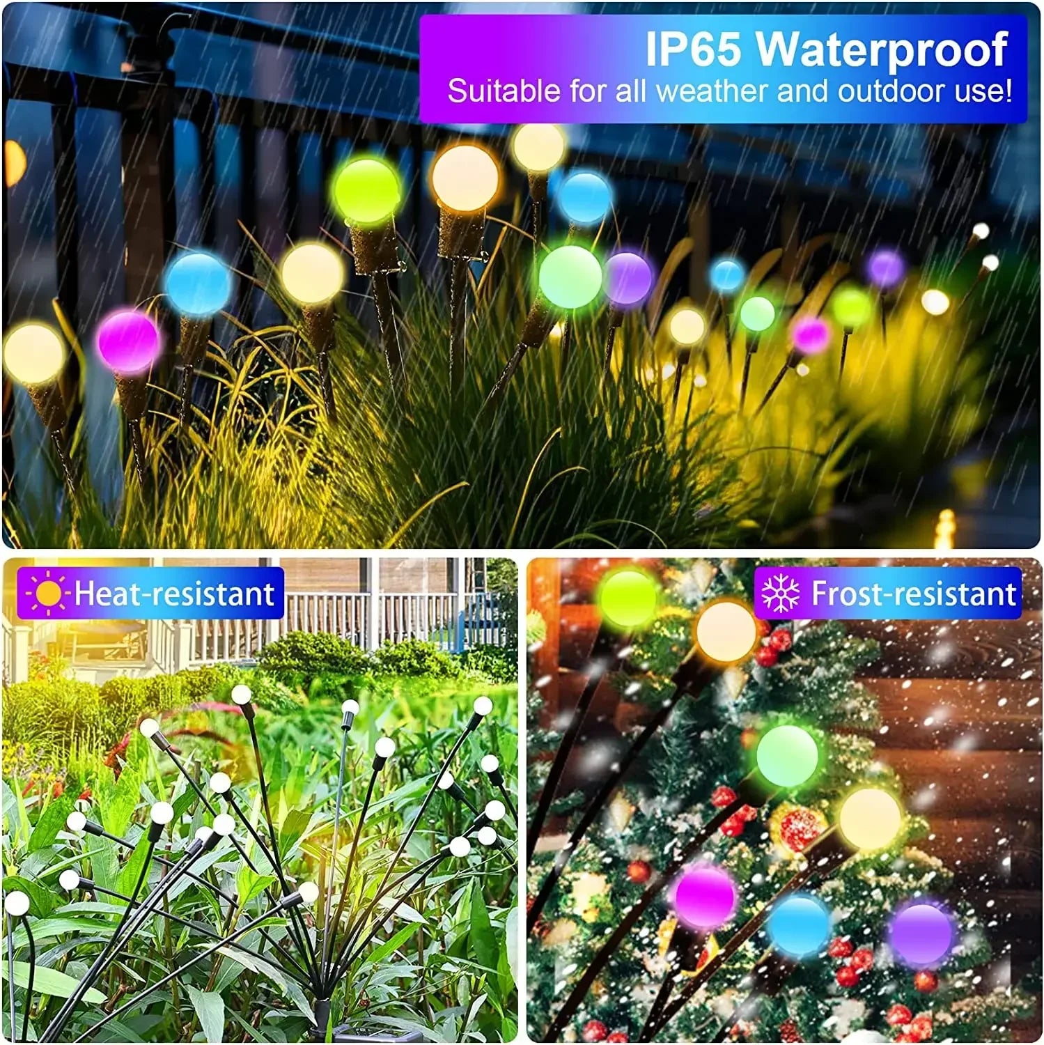 6/810 LED Solar Garden Lights Powered Firefly Lights Outdoor Waterproof Vibrant Garden Lights for Patio Pathway Decoration,Warm
