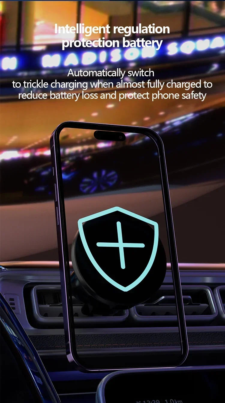 30W Magnetic Car Mobile Phone Holder Stand Wireless Charger For iPhone 15 14 13 12 Pro Max Mini Air Vent Fast Car Charging Stand