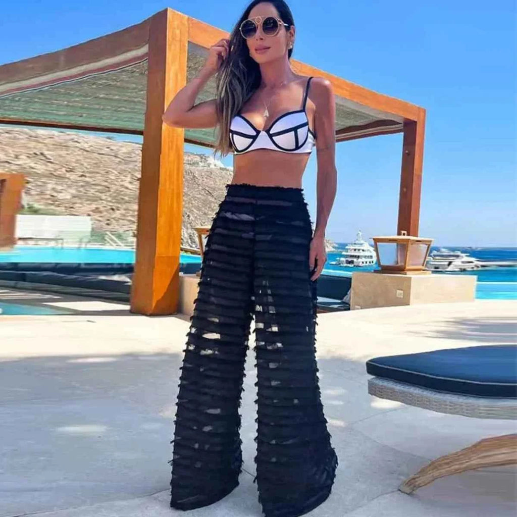 2026 New Sexy Women Three Piece Bikinis Set With Pants Bra See Through Beach Pants Swimsuit Summer Female Vacation Beachwear