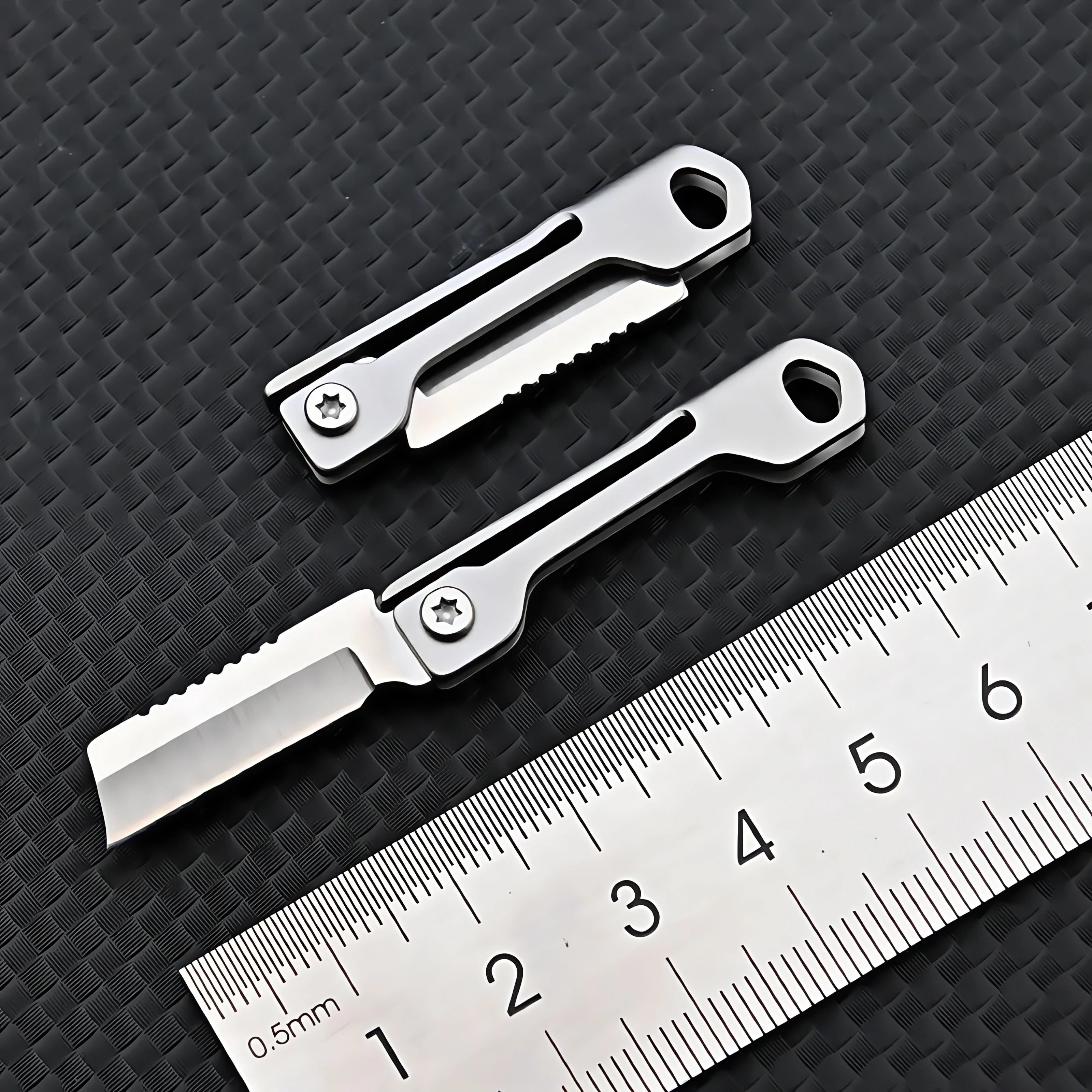1Pc Stainless Steel Mini Folding Knife - Multi-Function Pocket Tool Keychain for Outdoor Camping & EDC
