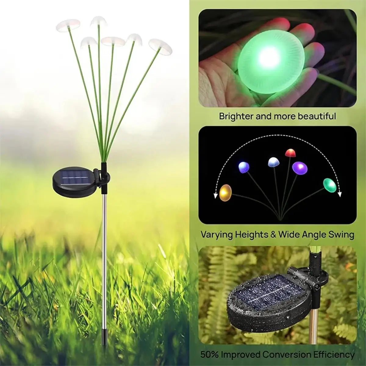 Solar Garden Lights Led Jellyfish Sway For Decoration Yard Outdoor Waterproof Ip65 Outdoor Waterproof Light Light Mushroom Shape