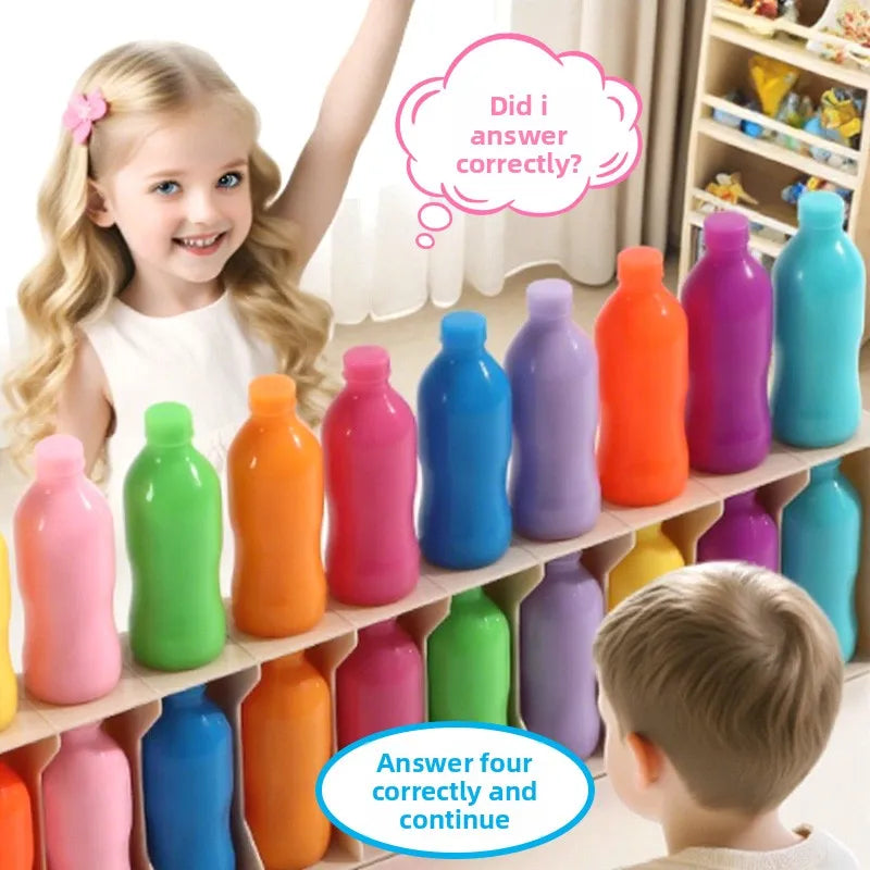 Bottle Color Match Game, an entertaining family board game suitable for children aged 8-12, designed for 2-4 players