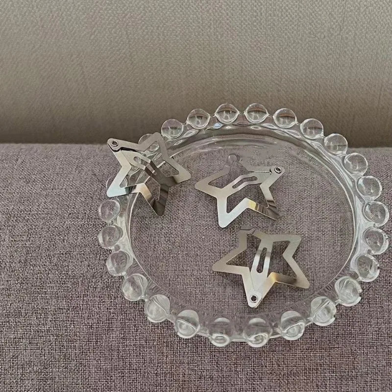 10/25/50/100pcs Y2K Silver Star Hair Clips High Quality Star Hair Clip Metal Clip Silver Pentagram Bb Clip Hair Accessory
