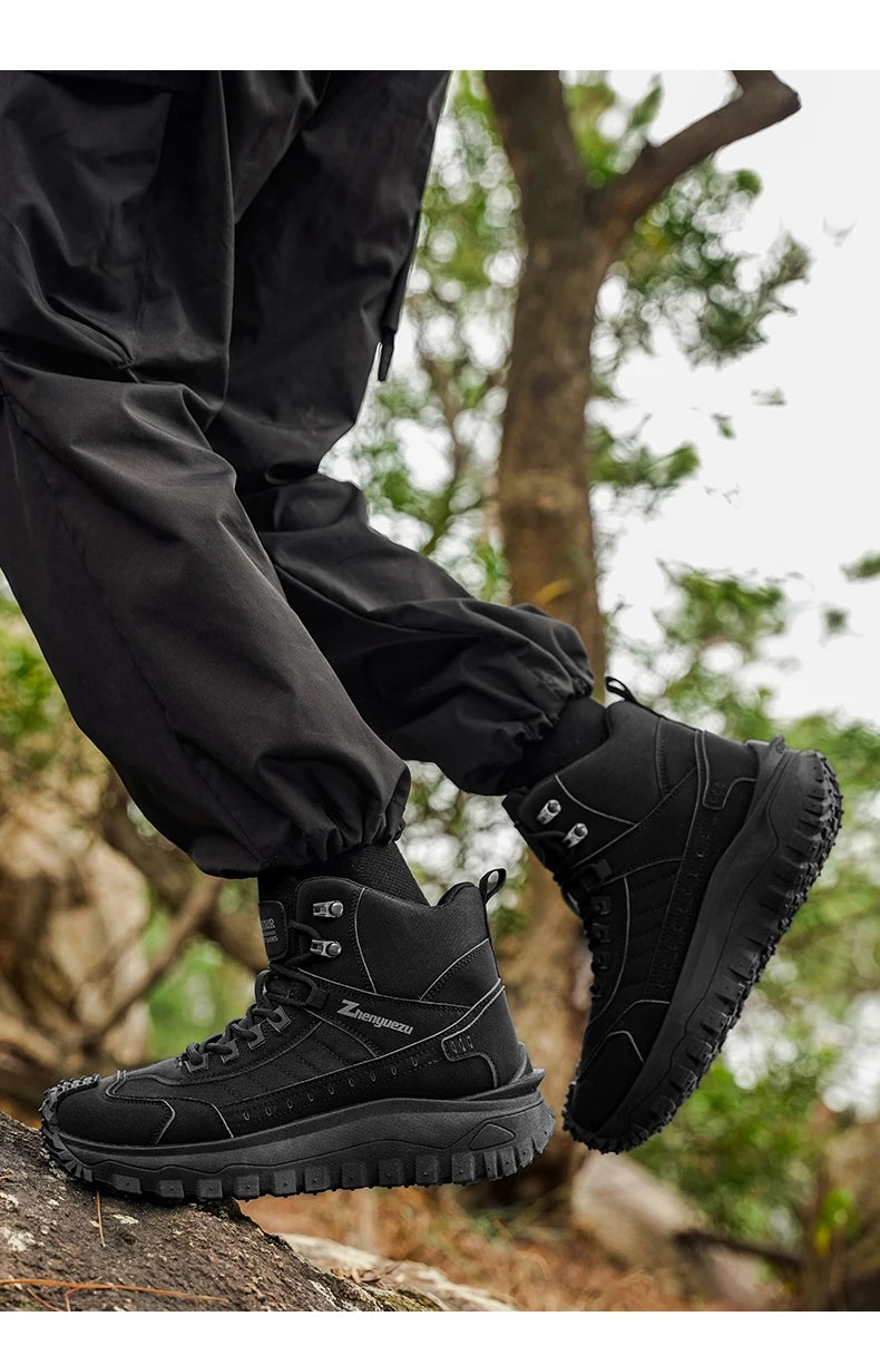 2026 New Outdoor Boots Men's High Top Thick Bottom Tactical Shoes Large Size 47 Hiking Sports Workwear Shoes 48 Casual Style