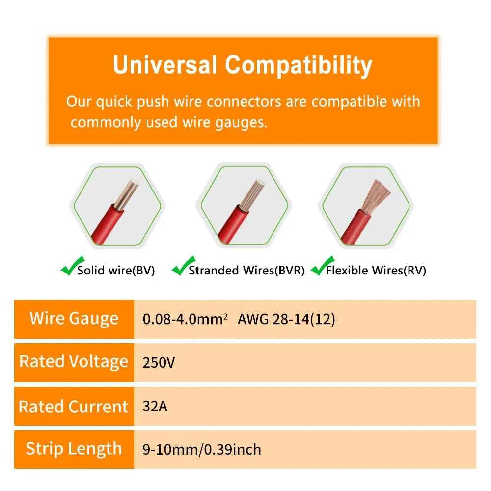 10/50 PCS Universal Compact Mini Fast Wire Connectors Lever Nut Crimp Splitter Electrical Conductors Push-in Home Terminal Block