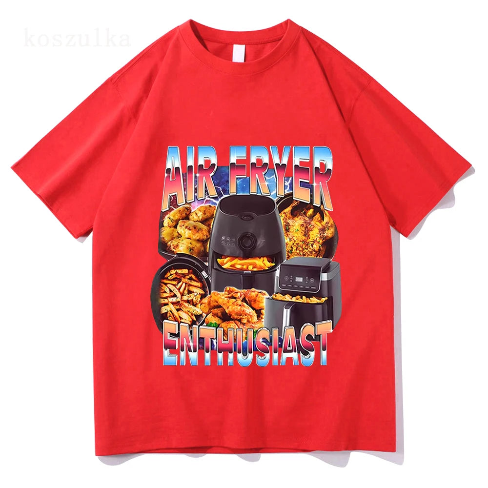 Air Fryer Enthusiast Funny Cooking Meme T-Shirt Men Women Fashion Vintage Short Sleeve T-shirts Cotton Casual T Shirt Streetwear