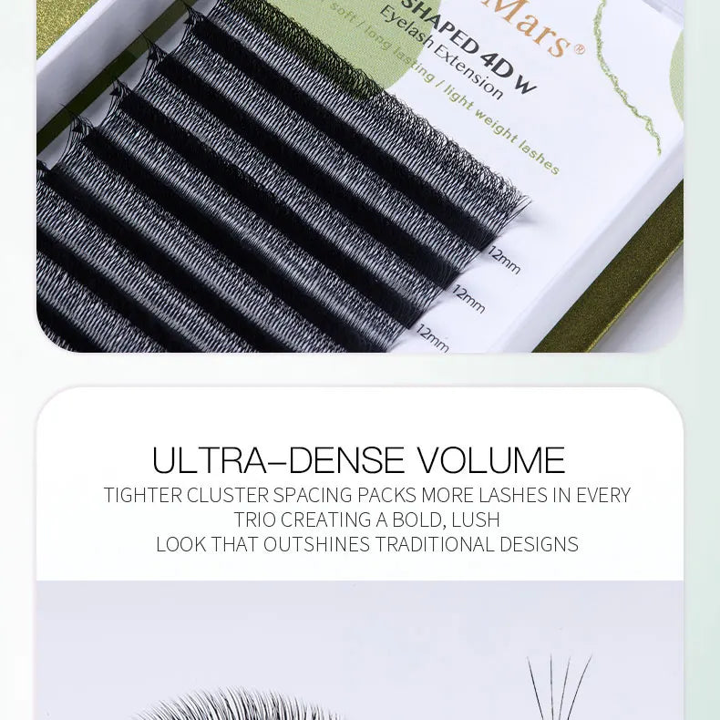 DeceMars V-shaped 4D eyelash extensions Matte Black 12 Rows/Tray for Makeup
