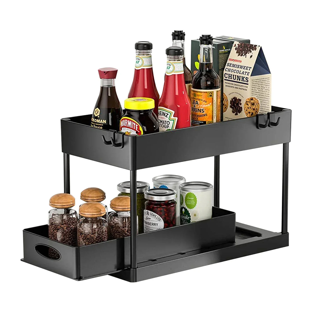 2-Tier Under Sink Storage Rack with Sliding Baskets