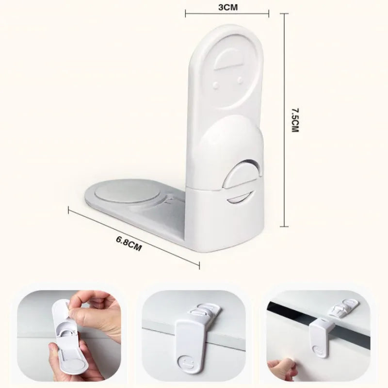 Baby Safety Lock Drawer Anti-Pinching Hand Cabinet Drawer Locks Plastic White Safety Buckle for Children Security Protection