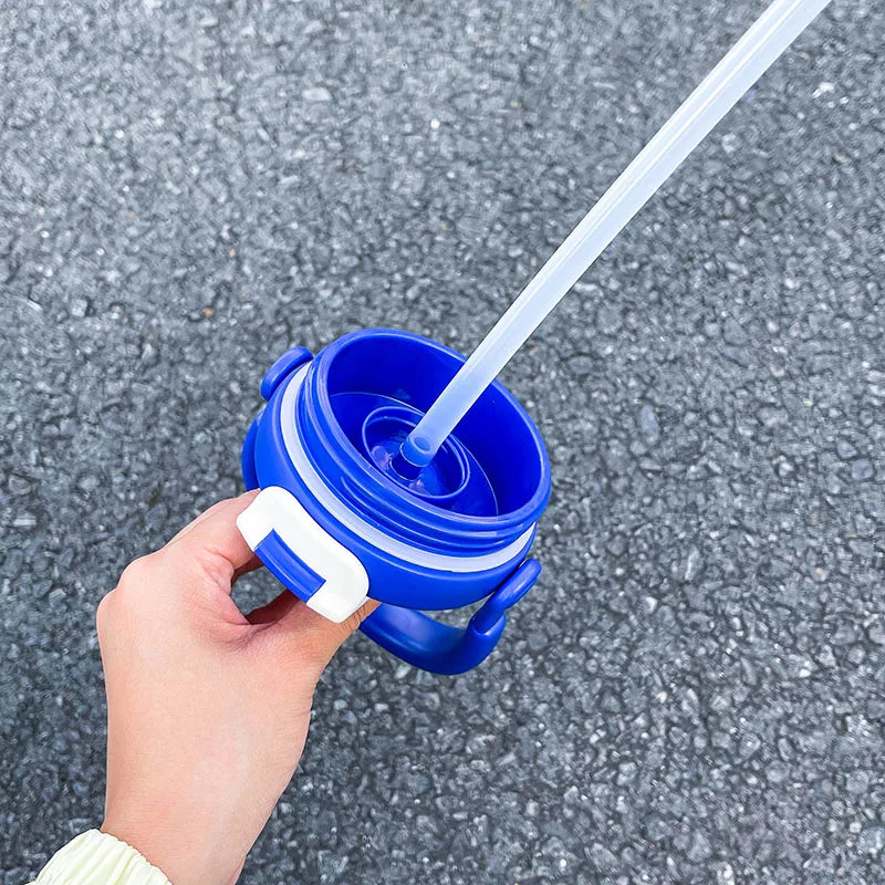 1pc Minimalist Sports-Style Insulated Water Bottle with Straw, 600ML with Handle, Lid Supporting Both Straw & Direct Drinking