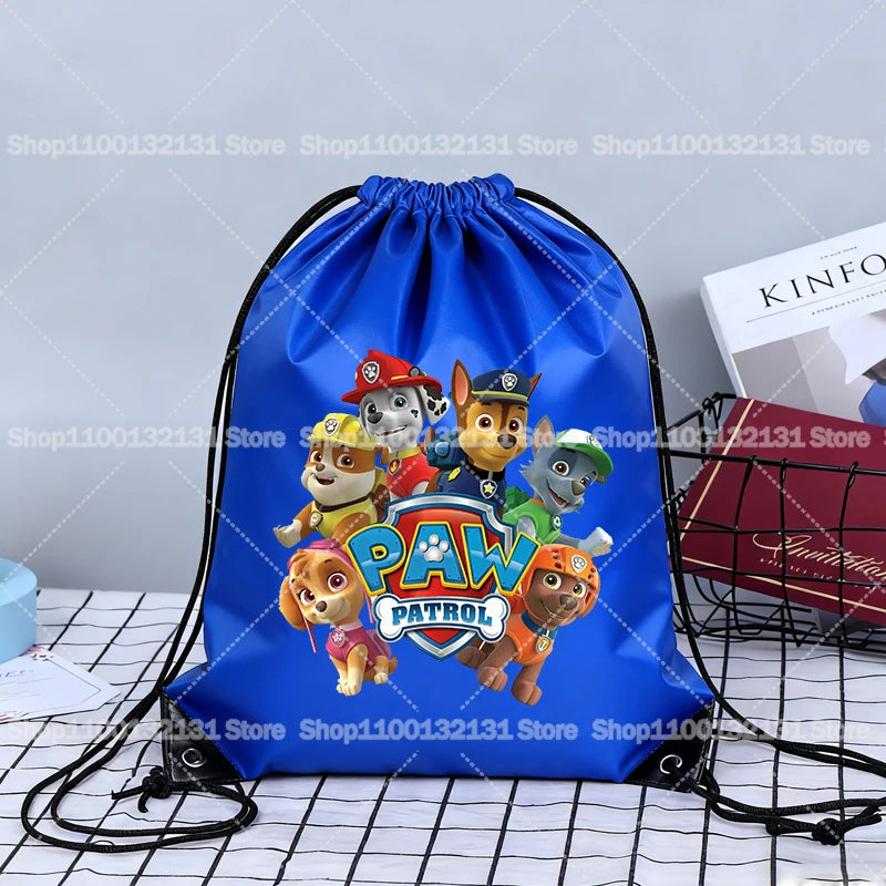 Paw Patrol Drawstring Bags Anime Chase Bundle Pockets Cartoon Portable Polyester Storage Pouches Boys Girls Shoulders Bag Gift