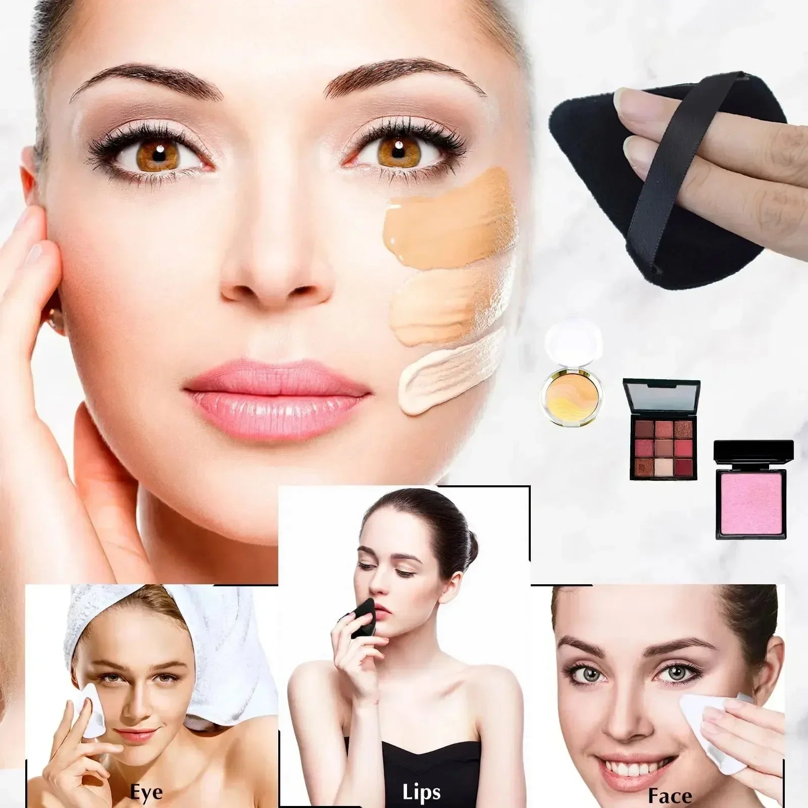 2/5/10/20Pcs Triangle Powder Puff Wet Dry Use For Loose Powder Liquid Cosmetic Soft Plush Powder Puff Makeup Foundation New In T