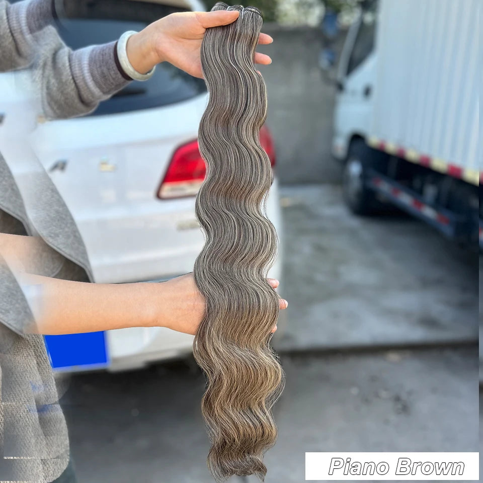 Magicae 30Inches 200G Piano Blonde SP12/16/613 Ombre Brown 6# Body Wave Bundles High Temperature Synthetic Hair Extensions