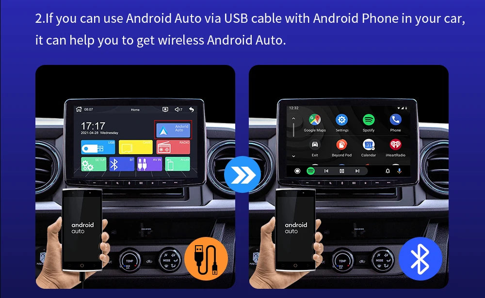 EKIY A2 Wired to Wireless Android Auto Adapter For Wired Android Auto Cars Smart Ai Box Bluetooth WiFi Spotify Auto Connect Map