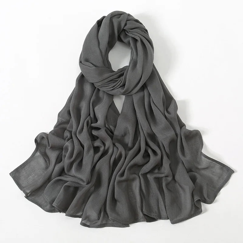 New Muslim Hijabs for Women Scarf Thin Plain Shawls Femme Musulman Soft Viscose Rayon Headscarf Islamic Turban Headband 190x85cm