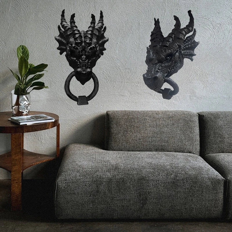 Dragon Door Knocker Goth Home Decor Gothic Home Dragon Wall Decor Dragon Head Statue Decoration For Home Office Decor