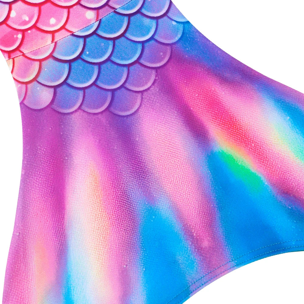 Girls One-Piece Mermaid Tail Swimsuit, Cute Beach Bathing Suit, Children Performance Cosplay Costume, Kids Dress Up Clothes