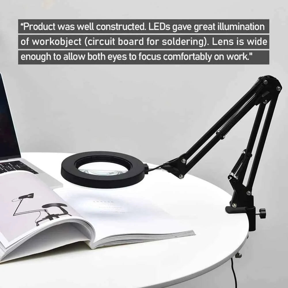 72LED 8X/10X NEW Illuminated Magnifier USB 3 Colors LED Magnifying Glass for Soldering Iron Repair/Table Lamp/Skincare Beauty