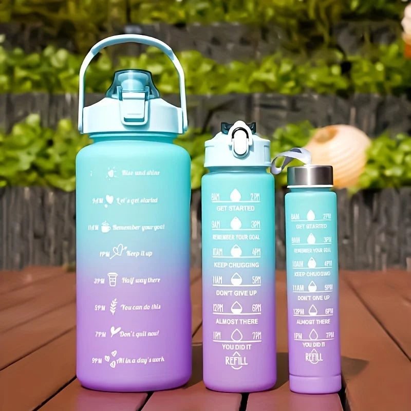 2 Liter Water Bottle with Straw Female Girls Large Portable Travel Bottles Sports Fitness Cup Summer Cold Water with Time Scale