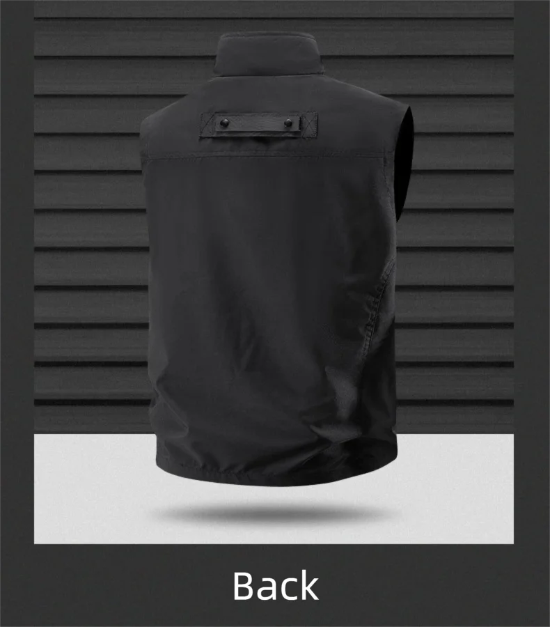 2025 Men's Outdoor Tooling Multi-Pocket Casual Outdoor Fishing Large Size Vest with Vertical Collar Breathable Quick-drying Vest