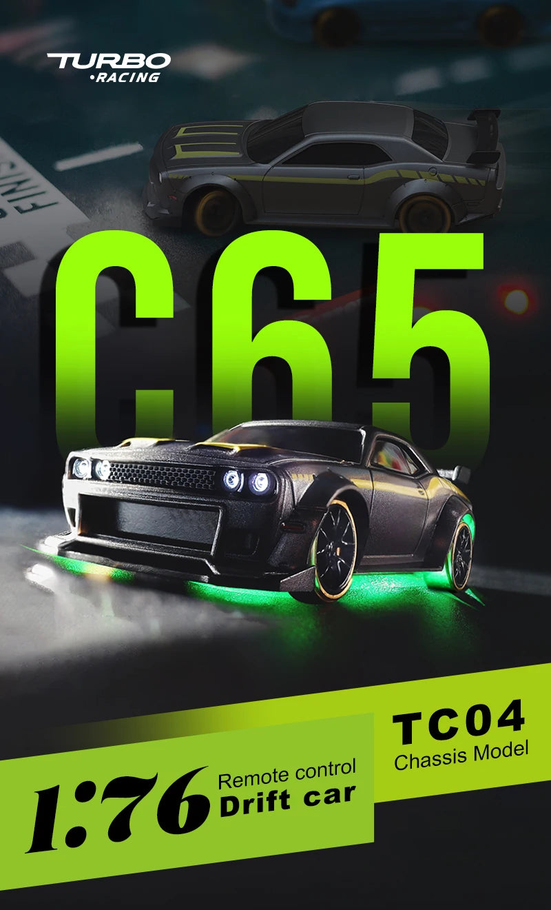 Turbo Racing 1:76 C65 Limited Edition Drift RC Car With Gyro Radio Full Proportional Remote Control Toys RTR Desktop Toys
