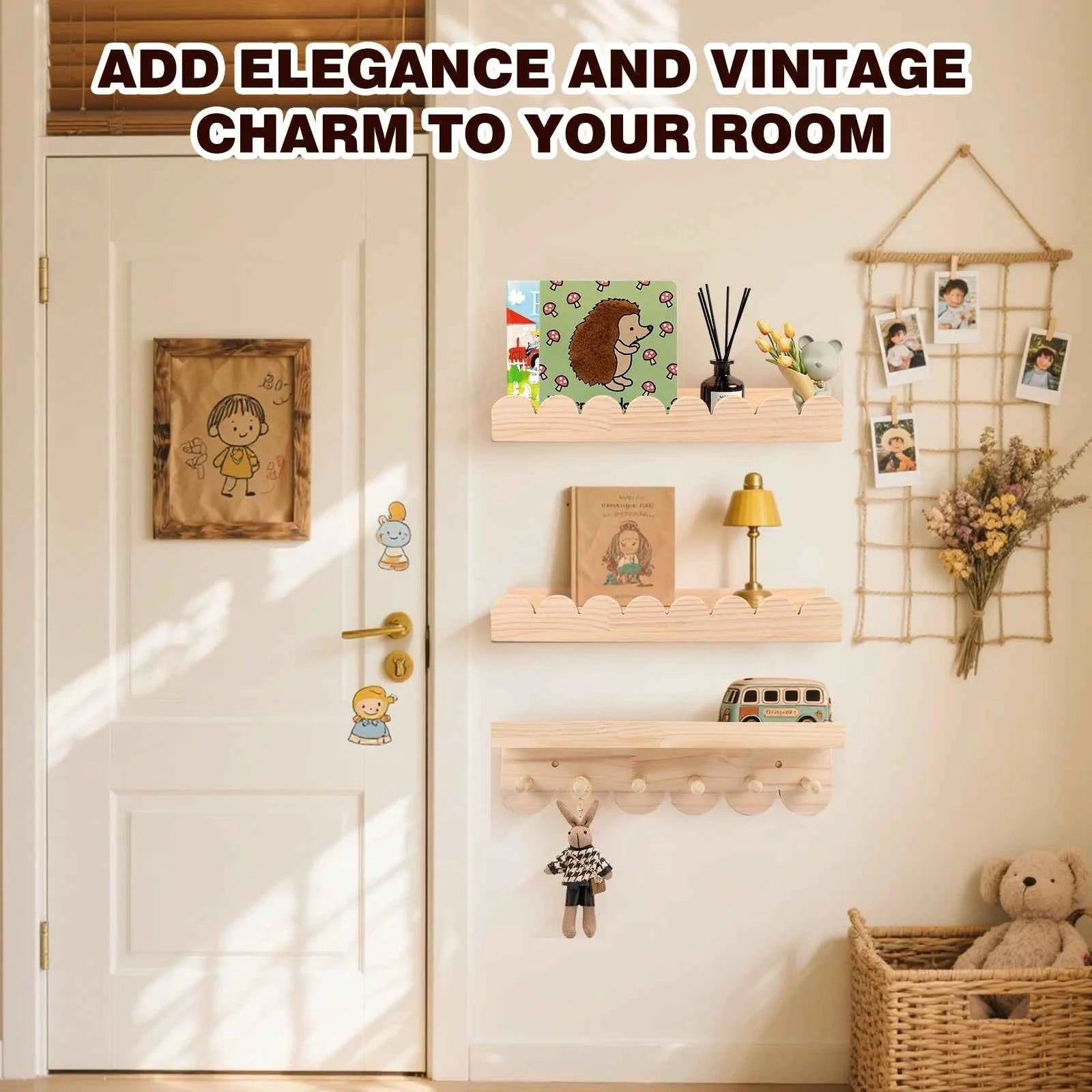 3pcs Children's Bookcases Bookshelf 40cm Wall Shelves Hanging Floating Montessori Shelf for Kid's Books Toys