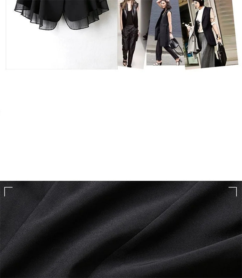 2024 Spring Summer Women's New Chiffon Vest Thin Short Sleeveless Vest Waistcoat Female Korean Slim And Slim Cardigan Black Vest