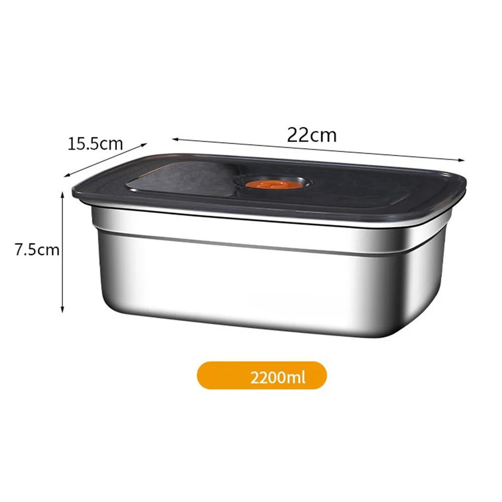 Stainless Steel Camping Lunch Box Large Capacity Refrigerator Freezer Storage Box Sealed Microwave Suitable Leak-proof Box