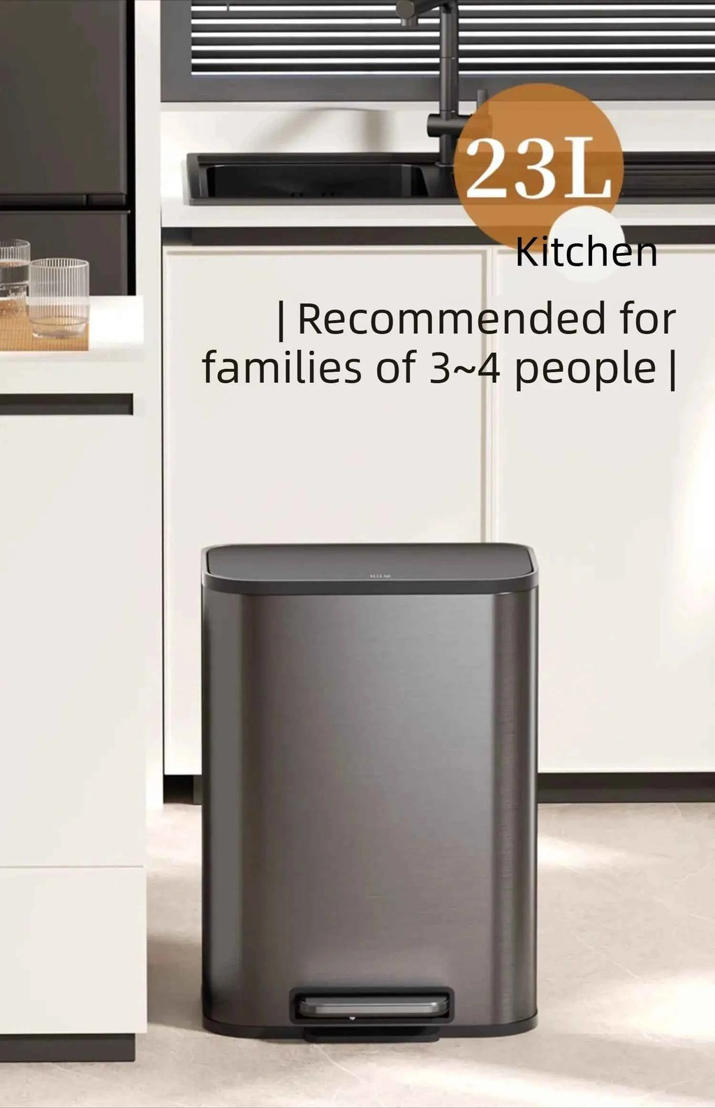 Kitchen Bin Large Large Capacity New Household Living Room Light Luxury High-grade Stainless Steel Italian Style Furniture