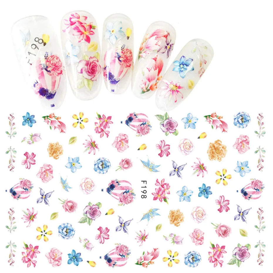 3D Dandelion Peach Blossom Maple Leaf Nail Sticker Nail Art Decoration Color Flower Nail Decal Nail Art Supplies Nail Parts