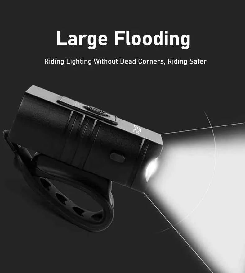 Bicycle Light T6 LED Bike Front Lamp 6 Modes Cycling Lantern Type-C Rechargeable MTB Bike Headlight Flashlight for Night Riding