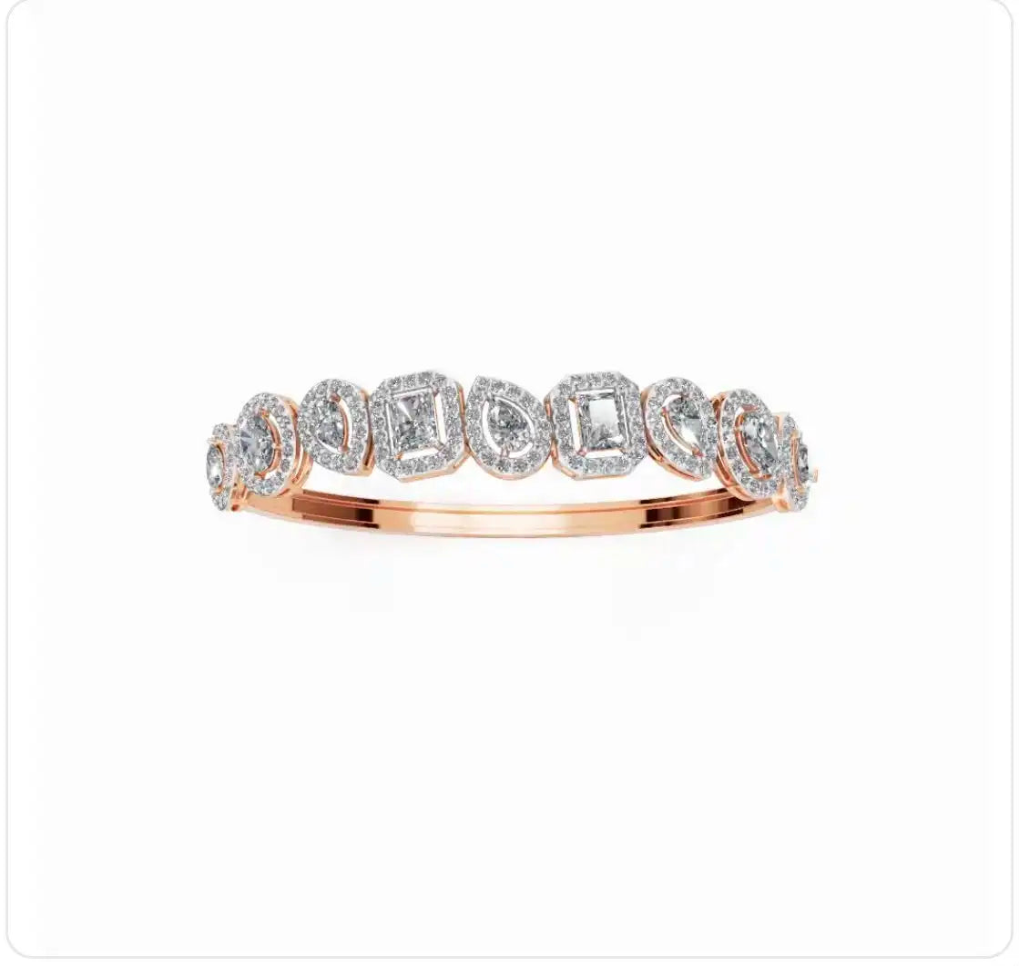 Rose Gold Oval Cut Lab Grown Diamond Ring Half Eternity Bezel Set Stacking Wedding Band for Women