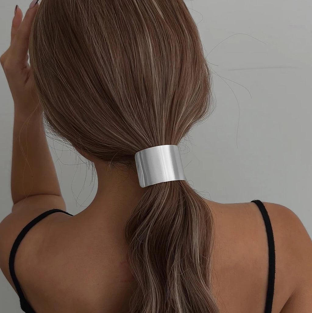Fashion Irregular Geometric Hair Ties Elastic Hairband Punk Metal Hair Bands Rope Women Bowknot Ponytail Holder Hair Accessories