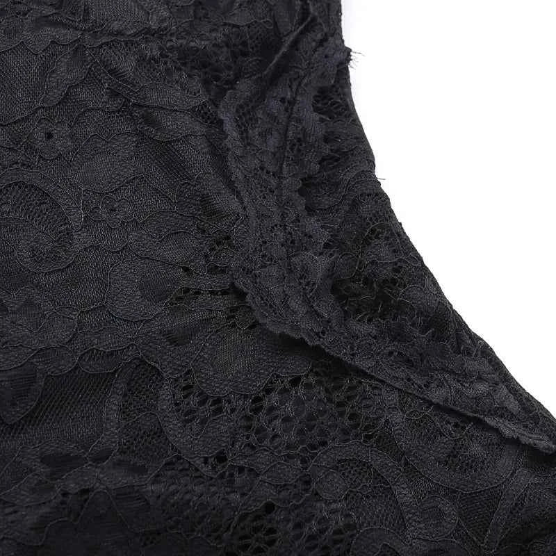 Gothic Classic Lace Cover Ups Women Mesh Crop Top See Through Sexy Flare Sleeve Blouse Y2k Black Rave Outfit Festival