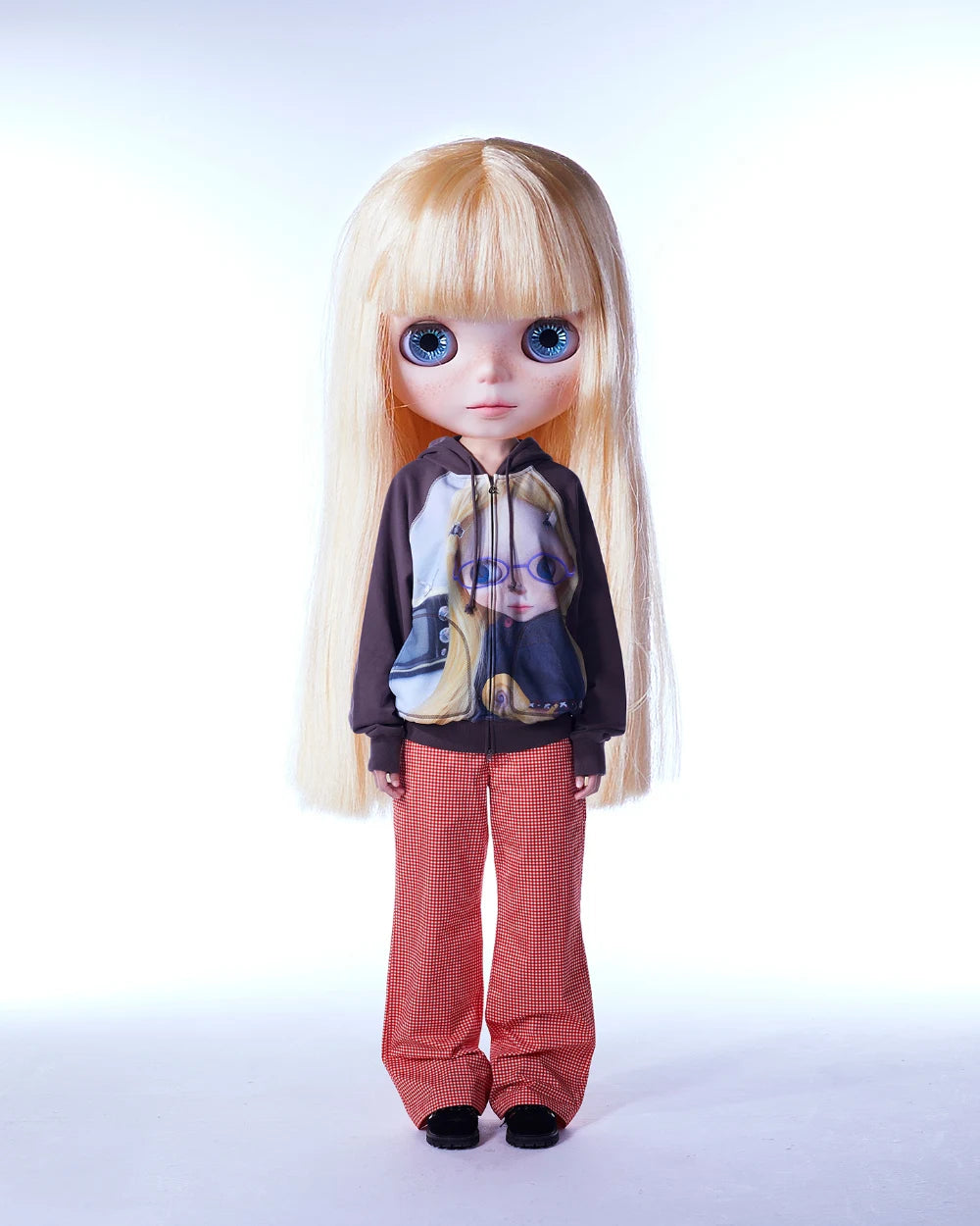 COY Big eye doll digital print hooded open jacket hoodie design sense coat