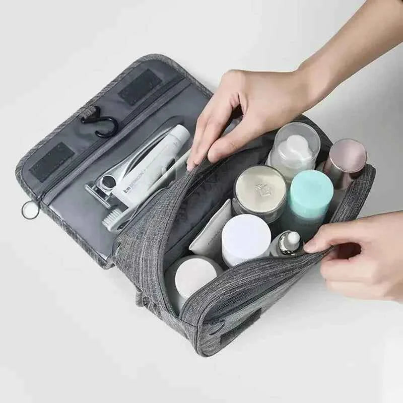 Waterproof Oxford Hanging Travel Toiletry Bag, Portable Cosmetic Makeup Organizer for Men Women