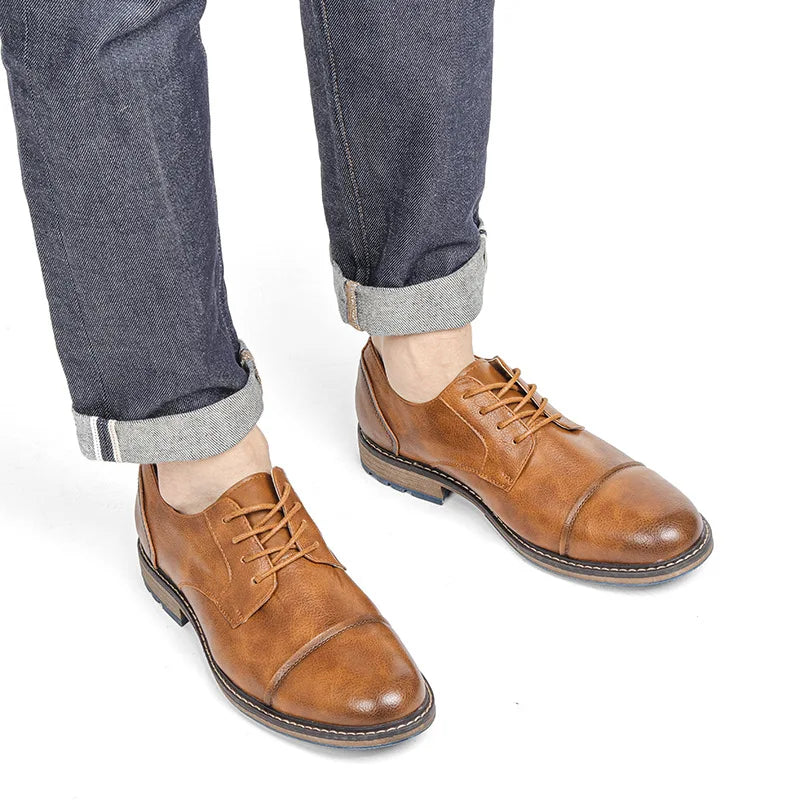 Men's Formal Shoes British Retro Brogue Shoes Mens Casual Business Leather Oxfords Men Office Dress Shoe Flats