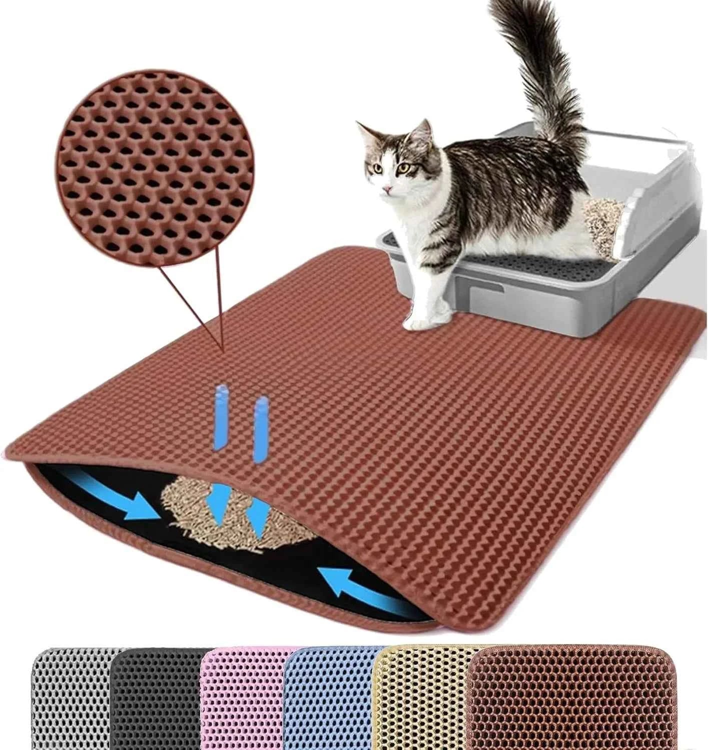 Cat Litter Mat Double Layer Pet Non Slip Big Pet Litter Box Filter MatWear Resistant Waterproof Anti-slip Cat Litter Mat